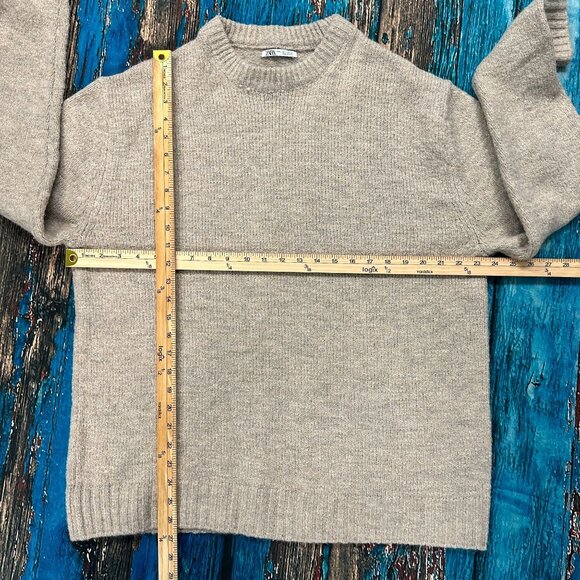 Zara Tan Wool Alpaca Blend Crewneck Sweater Size Large - Picture 7 of 12